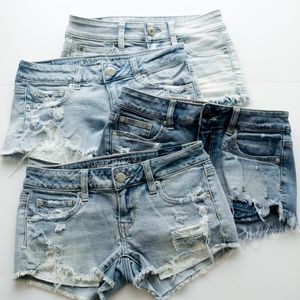 American Eagle Denim Shortie Shorts size 0